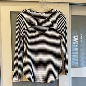 Bar III striped long sleeve shirt with cutout